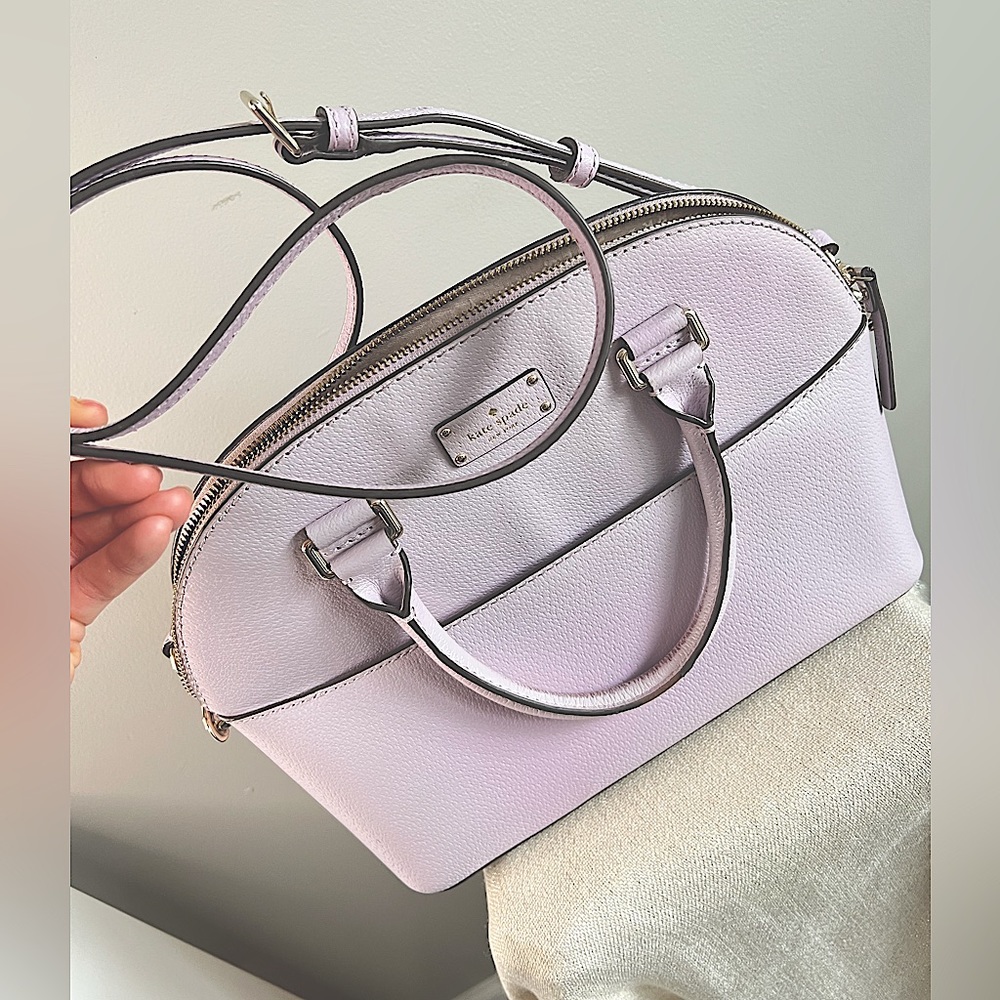 Kate Spade crossbody shoulder bag purse light lavender lilac purple everyday EUC